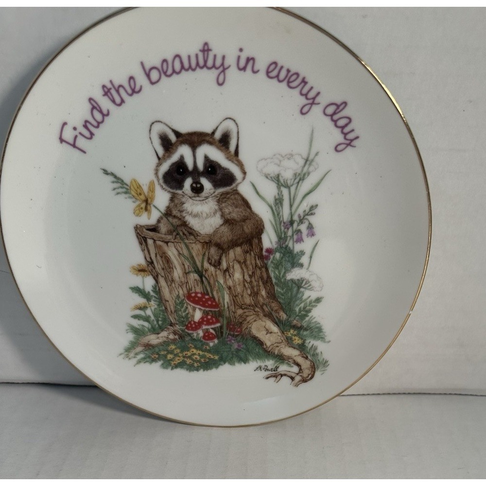 Lasting Memories Porcelain Collector Plate Raccoon Find the Beauty in Every Day